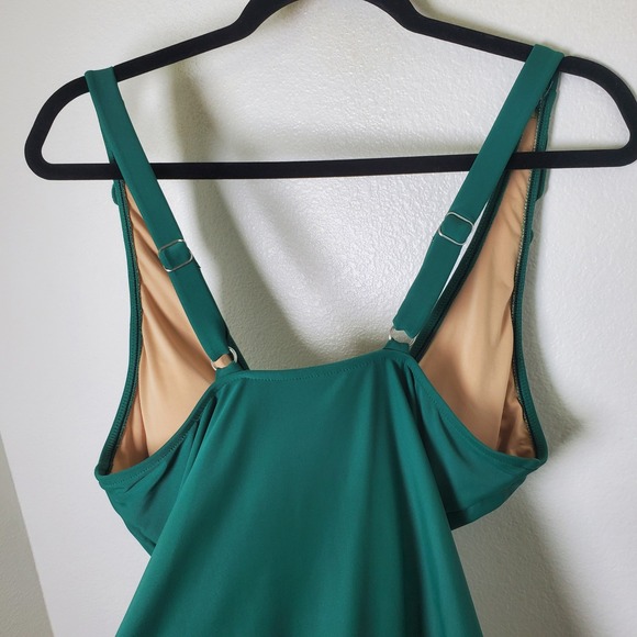 Jessica Rey Swimwear Emerald Green Ruffle Wrap One Piece Swimsuit Size Medium - Picture 6 of 11